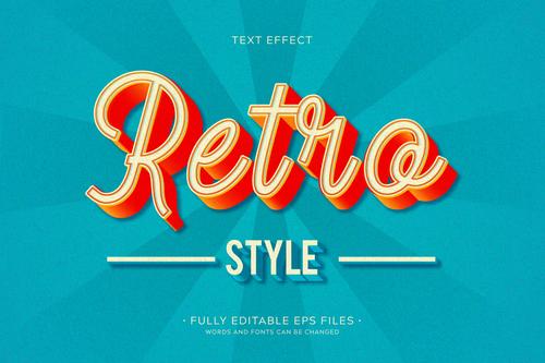 3d retro font editable text style effect vector