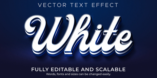 3d white editable text style effect vector