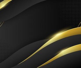 Abstract black vector background with golden stripes