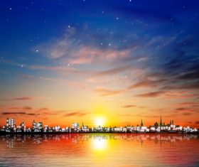 Abstract night background with color sunset in Tallinn vector