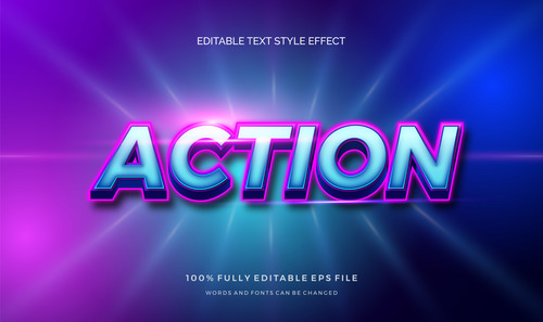 Action editable font 3d vector