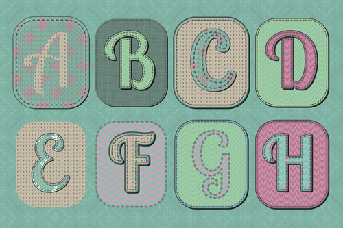 Alphabet knitted patterns vector