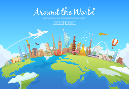 Around the world travel vector