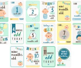 Baby growth record card vector