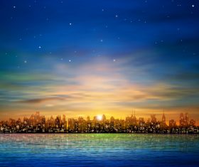 Background with panorama city vector