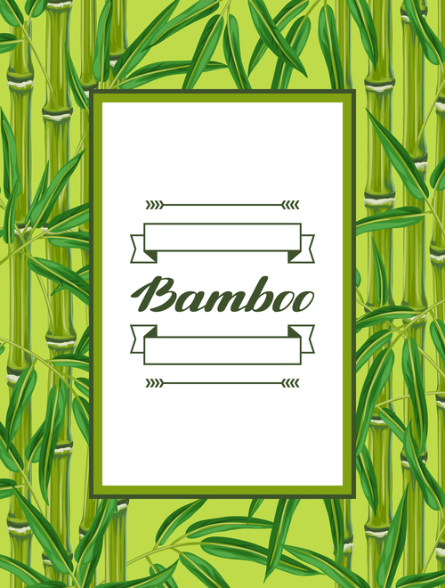 Bamboo watercolor background frame vector