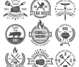 Bbq graphic flat emblems vector