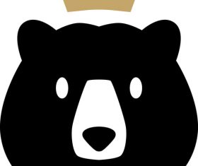Bear king crown logo vector