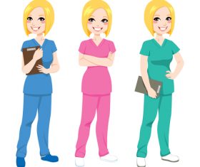 Beautiful female nurse cartoon character vector