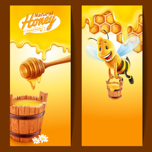 Bee background banner vector