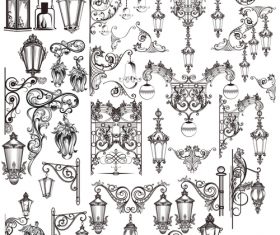 Big collection of vector  hand drawnlights for design vector