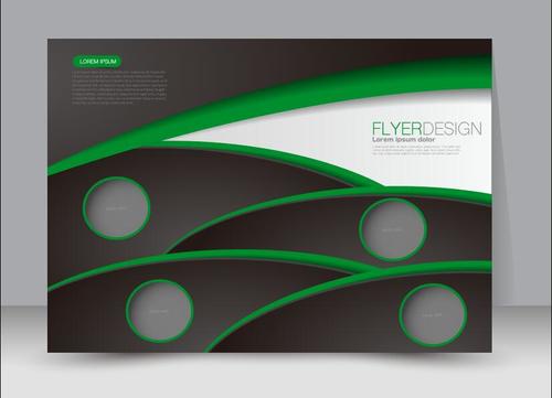 Black and green geometric figures business brochure vector