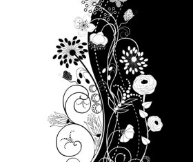 Black and white art flower vector