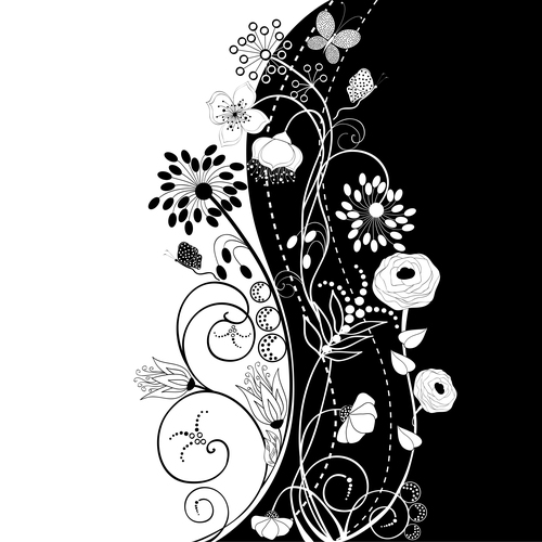 Black and white art flower vector