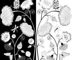 Black and white contrast flower vector