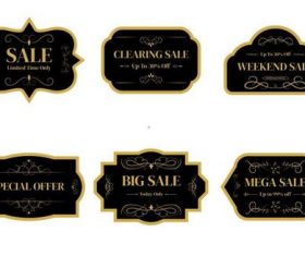 Black exquisite sale label vector