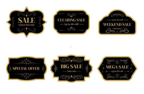 Black exquisite sale label vector