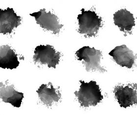 Black ink watercolor splatters drips vector