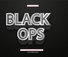 Black ops 3d font editable text style effect vector