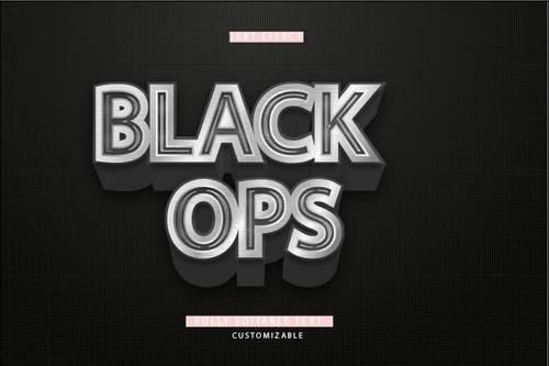 Black ops 3d font editable text style effect vector