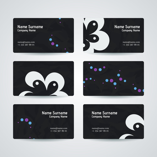 Black style company business card vector