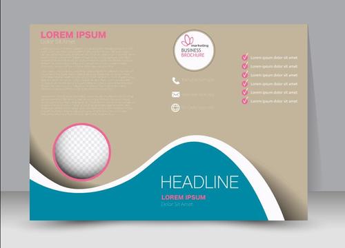 Blue and beige cover business brochure vector