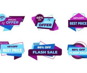 Blue and purple sale sticker vector