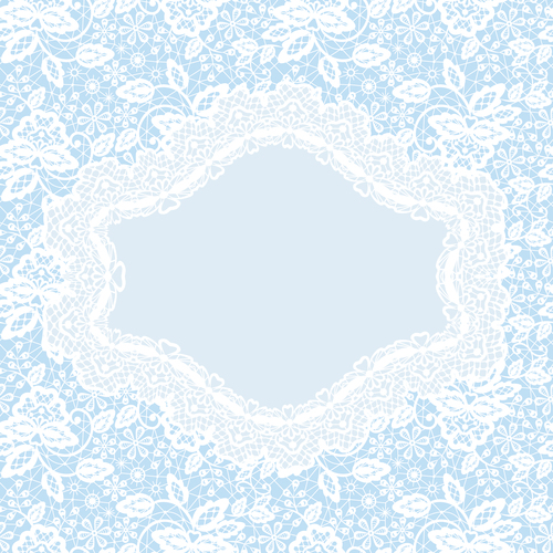 Blue background lace frame vector card