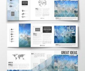 Blue grid business brochure template vector