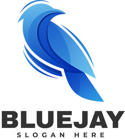 Blue Jay Bird Silhouette Logo Design Vector Illustration By weasley99