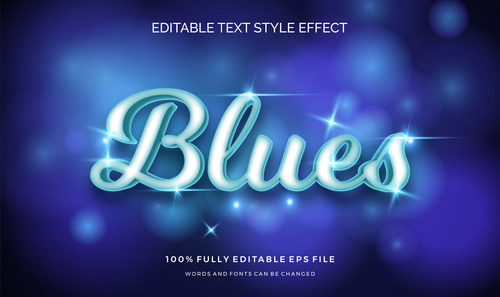 Blues editable font 3d vector