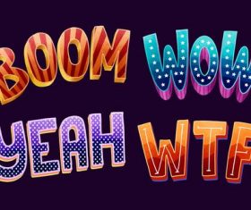 Boom wow yeah wtf catchwords vector