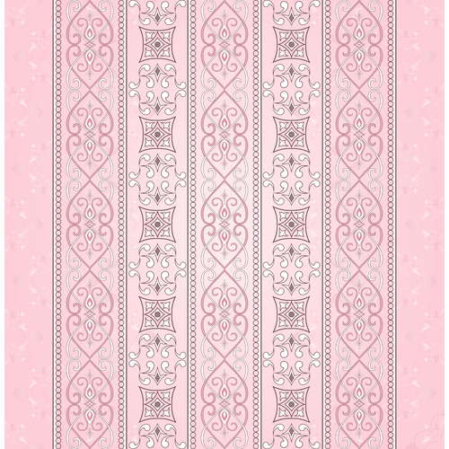 Brown vintage seamless border on a light pink background vector