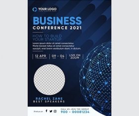 Business conference flyer print template vector