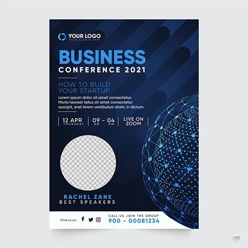 Business conference flyer print template vector