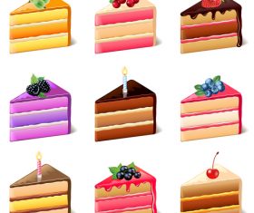 Cakes icons realistic vector