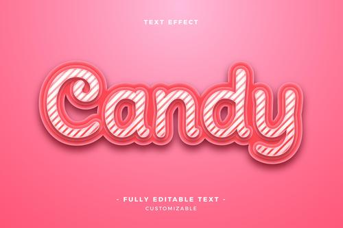 Candy 3d font editable text style effect vector