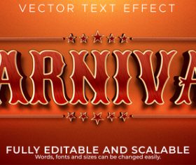 Carnival 3d editable text style effect vector