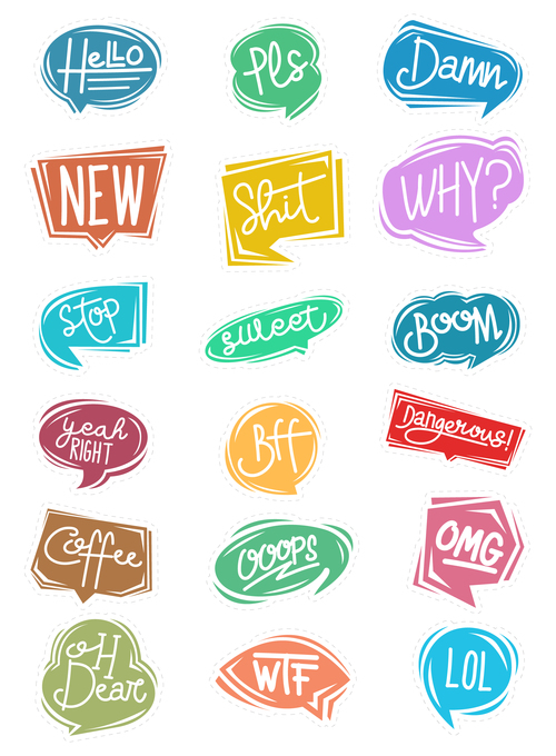 Cartoon chat bubble sticker vector