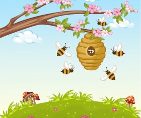 Cartoon picking nectar illustration vector