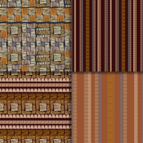 Checkered weaving seamless patterns vector