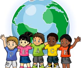 Children united world of peace vector