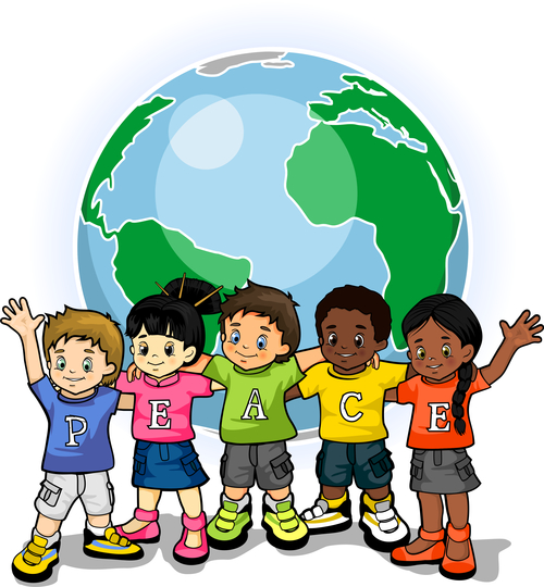 Children united world of peace vector