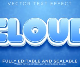Cloud editable font 3d vector