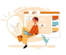 Cloud work cartoon illustration vector
