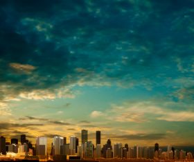 Clouds background with panorama of city vector