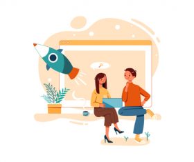 Co-planning cartoon illustration vector