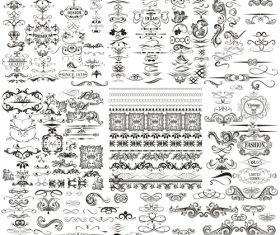 Collection or mega set of vector calligraphic elements and page decorations