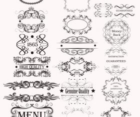 Collection or set of vector calligraphic frames for design vector