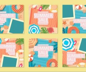 Collection summer sale instagram posts vector